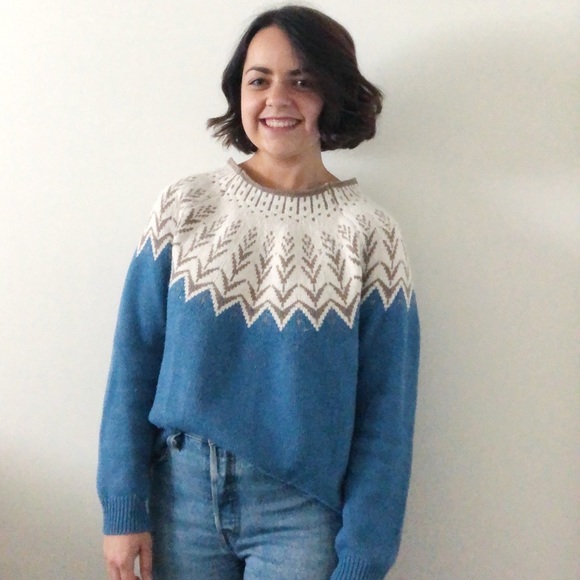 ✨ Wool ✨ Fair Isle Nordic Crew Neck Sweater - Picture 5 of 5